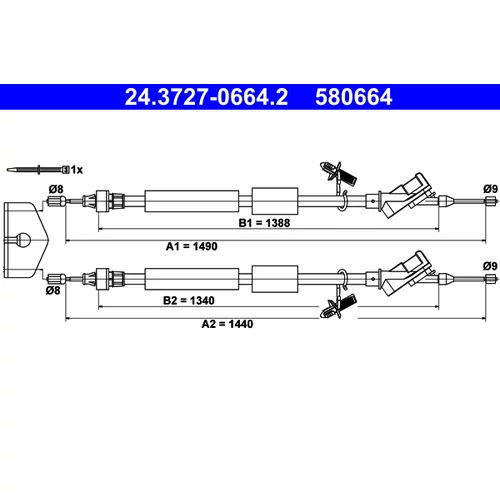 Ťažné lanko parkovacej brzdy ATE 24.3727-0664.2