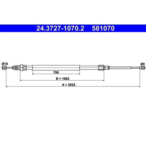 Ťažné lanko parkovacej brzdy ATE 24.3727-1070.2