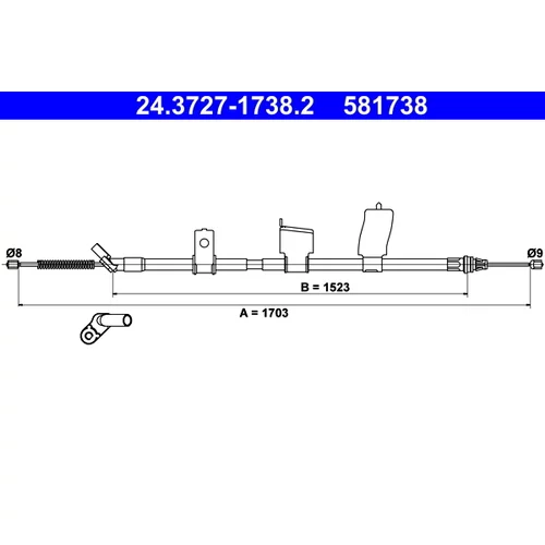 Ťažné lanko parkovacej brzdy ATE 24.3727-1738.2