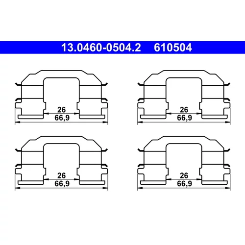 Sada príslušenstva obloženia kotúčovej brzdy ATE 13.0460-0504.2