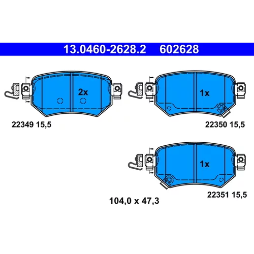 Sada brzdových platničiek kotúčovej brzdy ATE 13.0460-2628.2