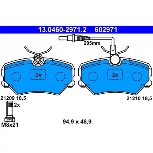 Sada brzdových platničiek kotúčovej brzdy ATE 13.0460-2971.2