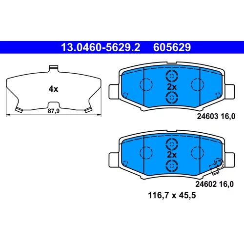 Sada brzdových platničiek kotúčovej brzdy ATE 13.0460-5629.2