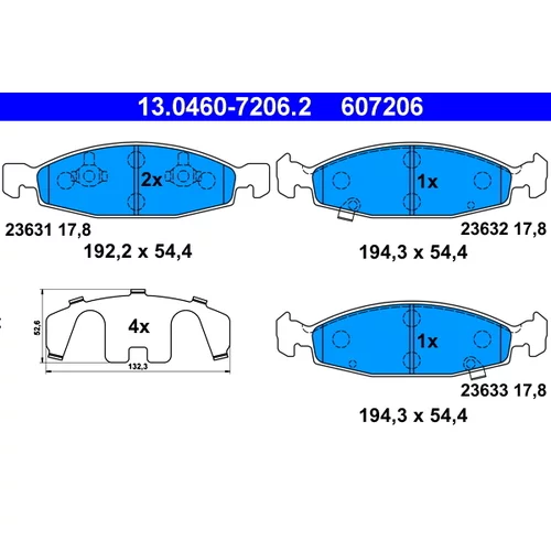 Sada brzdových platničiek kotúčovej brzdy ATE 13.0460-7206.2