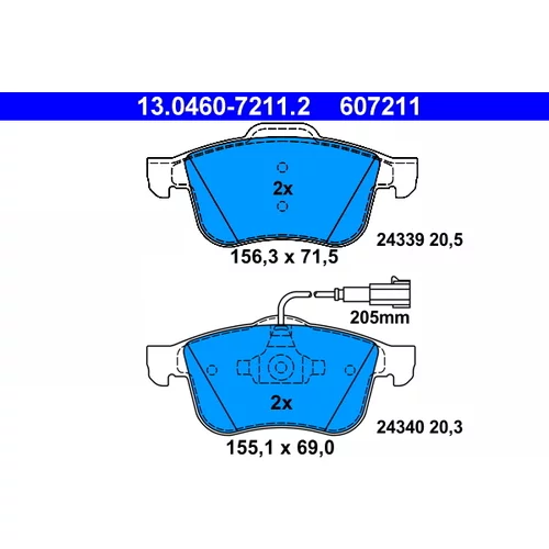 Sada brzdových platničiek kotúčovej brzdy ATE 13.0460-7211.2