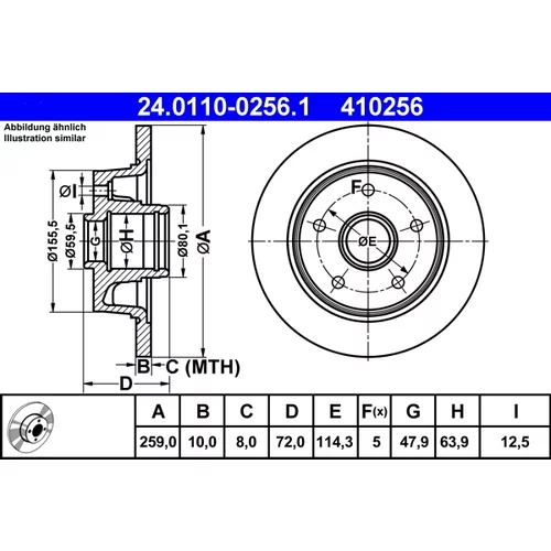 Brzdový kotúč ATE 24.0110-0256.1