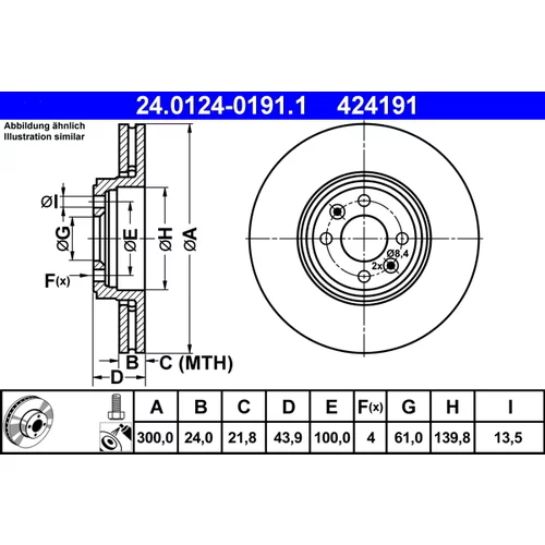 Brzdový kotúč ATE 24.0124-0191.1