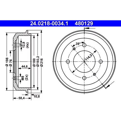 Brzdový bubon ATE 24.0218-0034.1