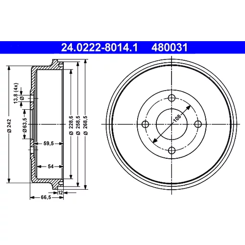 Brzdový bubon ATE 24.0222-8014.1