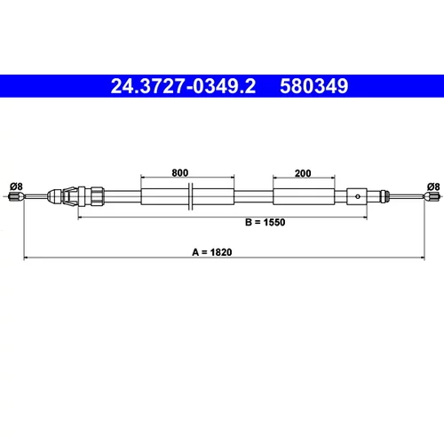 Ťažné lanko parkovacej brzdy ATE 24.3727-0349.2
