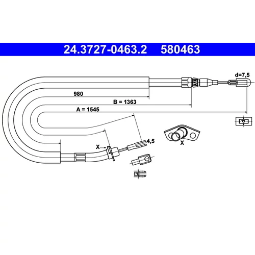 Ťažné lanko parkovacej brzdy ATE 24.3727-0463.2