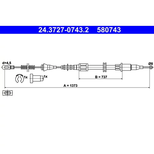 Ťažné lanko parkovacej brzdy ATE 24.3727-0743.2