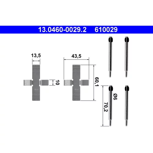 Sada príslušenstva obloženia kotúčovej brzdy ATE 13.0460-0029.2