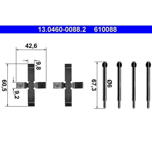Sada príslušenstva obloženia kotúčovej brzdy ATE 13.0460-0088.2