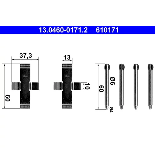Sada príslušenstva obloženia kotúčovej brzdy ATE 13.0460-0171.2