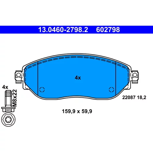 Sada brzdových platničiek kotúčovej brzdy ATE 13.0460-2798.2
