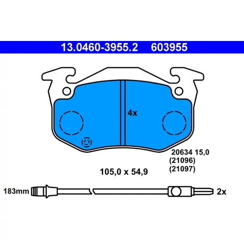 Sada brzdových platničiek kotúčovej brzdy ATE 13.0460-3955.2