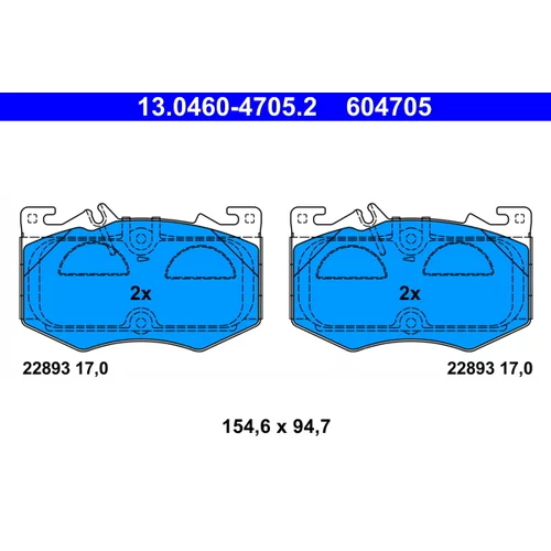 Sada brzdových platničiek kotúčovej brzdy ATE 13.0460-4705.2
