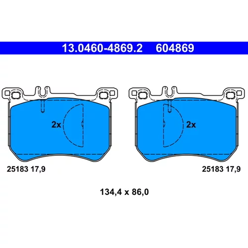 Sada brzdových platničiek kotúčovej brzdy ATE 13.0460-4869.2