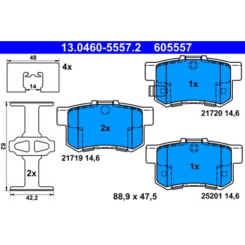 Sada brzdových platničiek kotúčovej brzdy ATE 13.0460-5557.2
