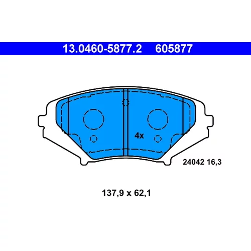 Sada brzdových platničiek kotúčovej brzdy ATE 13.0460-5877.2