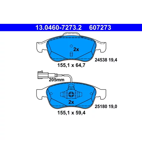 Sada brzdových platničiek kotúčovej brzdy ATE 13.0460-7273.2