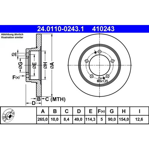 Brzdový kotúč ATE 24.0110-0243.1