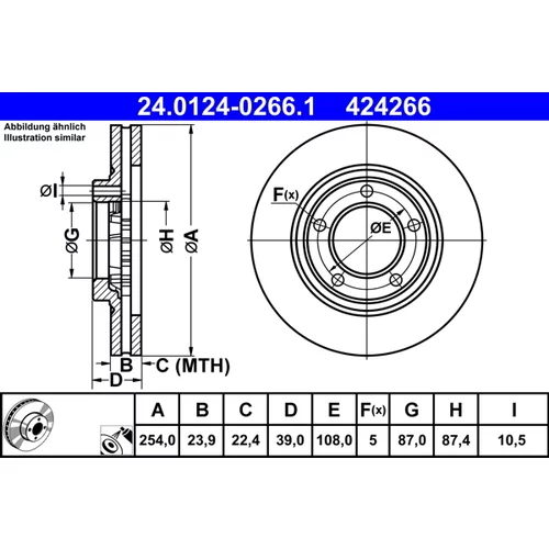 Brzdový kotúč ATE 24.0124-0266.1