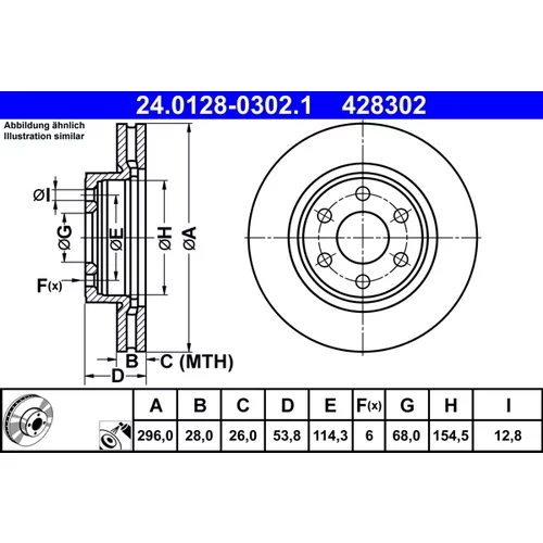 Brzdový kotúč ATE 24.0128-0302.1