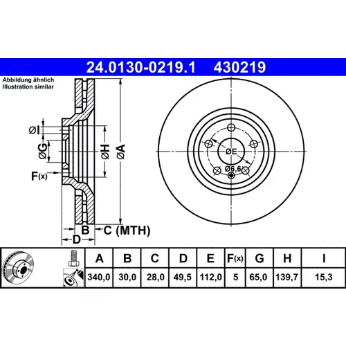 Brzdový kotúč ATE 24.0130-0219.1