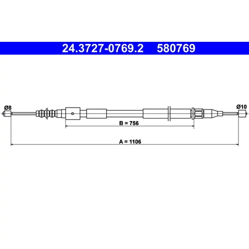 Ťažné lanko parkovacej brzdy ATE 24.3727-0769.2
