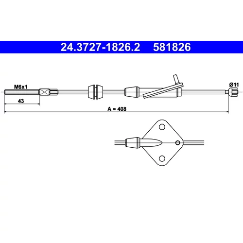 Ťažné lanko parkovacej brzdy ATE 24.3727-1826.2