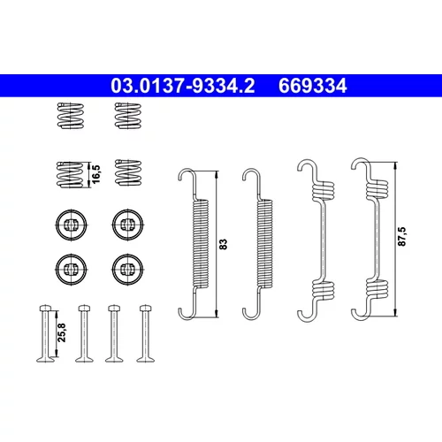 Sada príslušenstva čeľustí parkovacej brzdy ATE 03.0137-9334.2