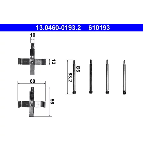 Sada príslušenstva obloženia kotúčovej brzdy ATE 13.0460-0193.2