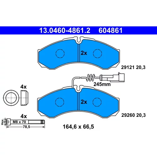 Sada brzdových platničiek kotúčovej brzdy ATE 13.0460-4861.2