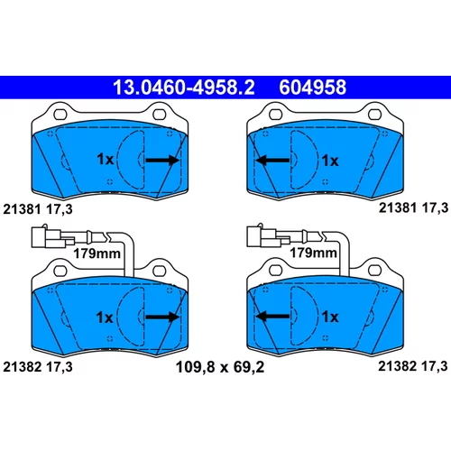 Sada brzdových platničiek kotúčovej brzdy ATE 13.0460-4958.2
