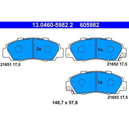 Sada brzdových platničiek kotúčovej brzdy ATE 13.0460-5982.2