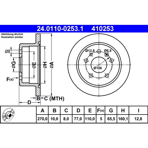 Brzdový kotúč ATE 24.0110-0253.1