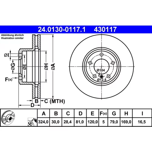 Brzdový kotúč ATE 24.0130-0117.1