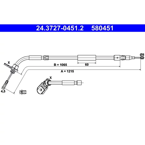 Ťažné lanko parkovacej brzdy ATE 24.3727-0451.2