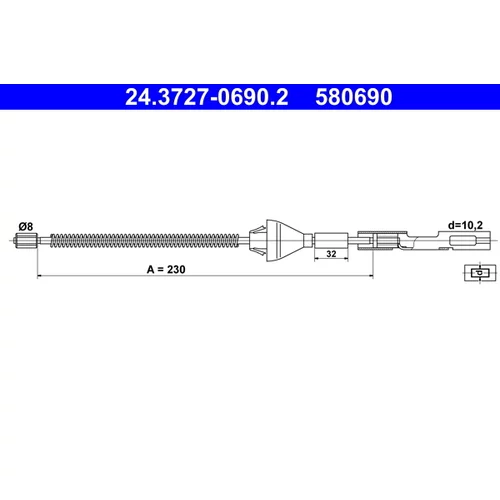 Ťažné lanko parkovacej brzdy ATE 24.3727-0690.2