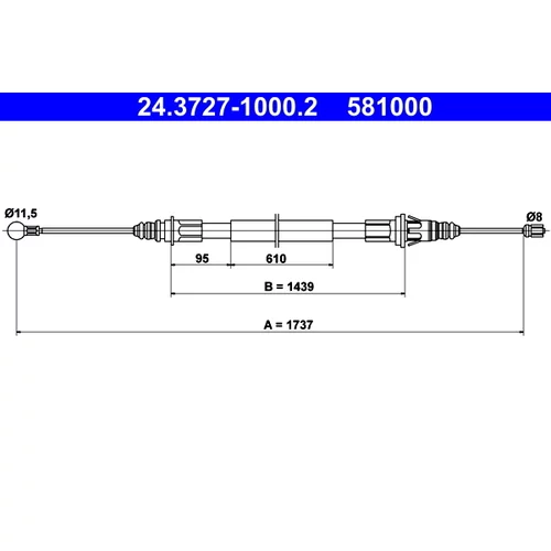 Ťažné lanko parkovacej brzdy ATE 24.3727-1000.2