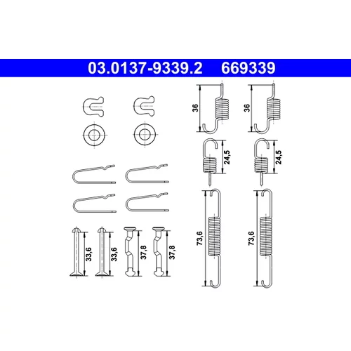 Sada príslušenstva čeľustí parkovacej brzdy ATE 03.0137-9339.2