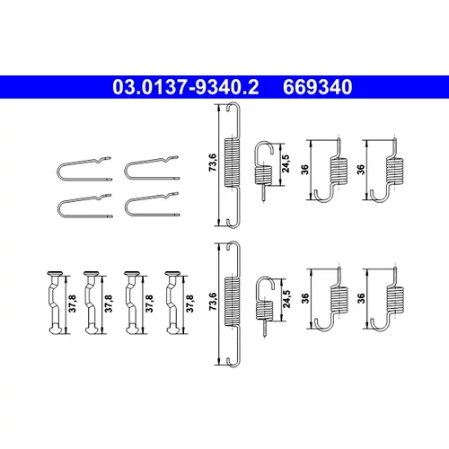 Sada príslušenstva čeľustí parkovacej brzdy ATE 03.0137-9340.2