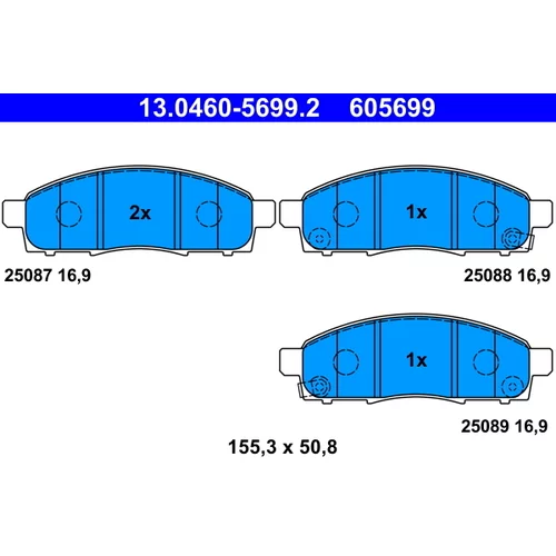 Sada brzdových platničiek kotúčovej brzdy ATE 13.0460-5699.2