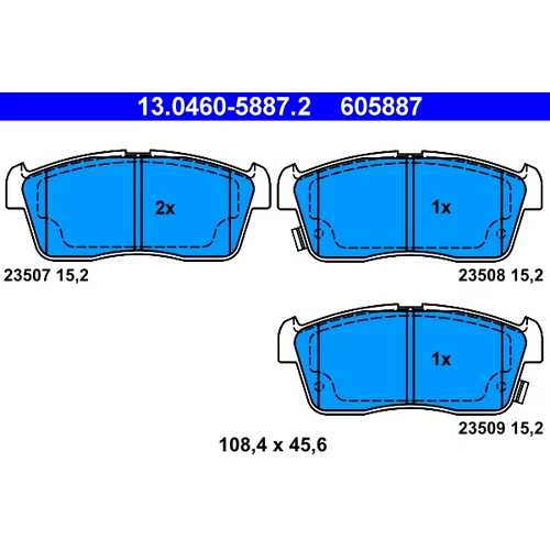 Sada brzdových platničiek kotúčovej brzdy ATE 13.0460-5887.2