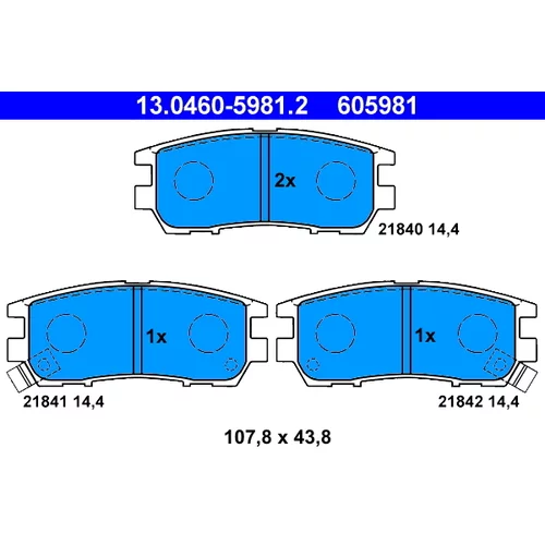 Sada brzdových platničiek kotúčovej brzdy ATE 13.0460-5981.2