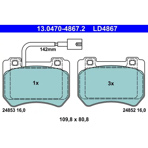 Sada brzdových platničiek kotúčovej brzdy ATE 13.0470-4867.2