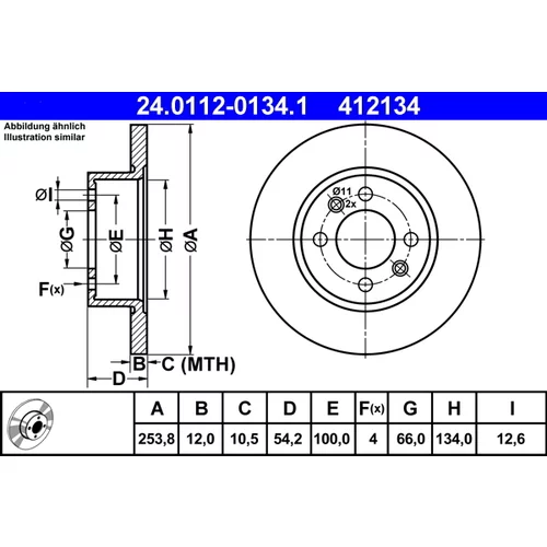 Brzdový kotúč ATE 24.0112-0134.1