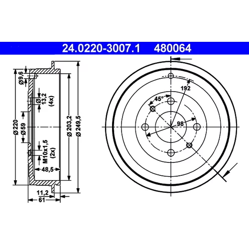 Brzdový bubon ATE 24.0220-3007.1